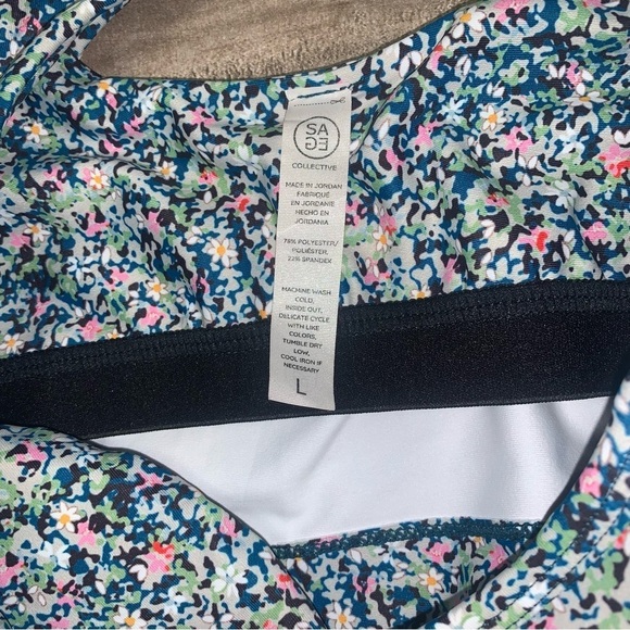 Sage Collective Sports Bra Size Large Multicolour Floral Longline Racerback - Picture 8 of 8